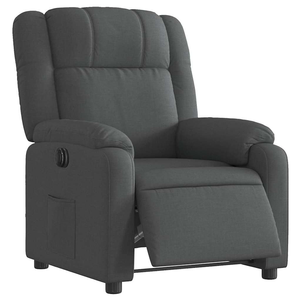 Sillón reclinable eléctrico de Tela Gris Oscuro, sillón Relax reclinable