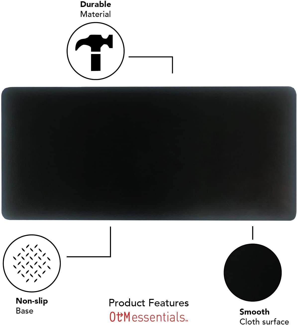 OTM Essentials Texas A&M University Classic Cloth Desk Mat, Durable Office Supplies, Non-Slip Base, Responsive Desk Pad with Smooth Cloth Surface, Black - Image 3