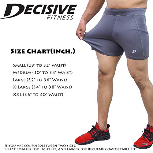Image of DECISIVE Fitness Polyester Gym Workout Lifting Shorts for Men-Grey