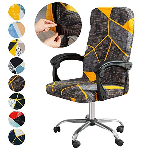 Housse de chaise de bureau extensible géométrique verte taille M L