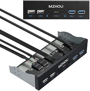 MZHOU Front USB 3.1, 5.25-inch Computer Expansion Card with Optical dDrive with Key-A, Support for 7 Type-C Ports, USB 3.0, USB 2.0(Other 2 Ports for Stereo HD Audio Outout and Microphone Input)
