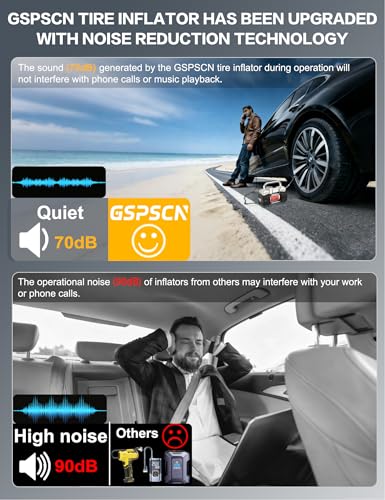 GSPSCN 6X Faster Inflation Portable Digital Car Tire Inflator with Gauge 150Psi Auto Shut-Off, Heavy Duty Double Cylinders 12V Air Compressor Pump with LED Light for Auto,Truck,Car,Bicycles,RV,SUV