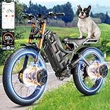 eAhora Romeo Pro 3 🚀【Powerful 5000W Dual Motor】eAhora Romeo Pro 3, with dual 2500W motors, reaches a top speed of 50 mph and climb slopes up to 50°. 5000W Dual Motor Ebike features dual 60V 36Ah controllers with a maximum heat resistance of 120°C. Te...