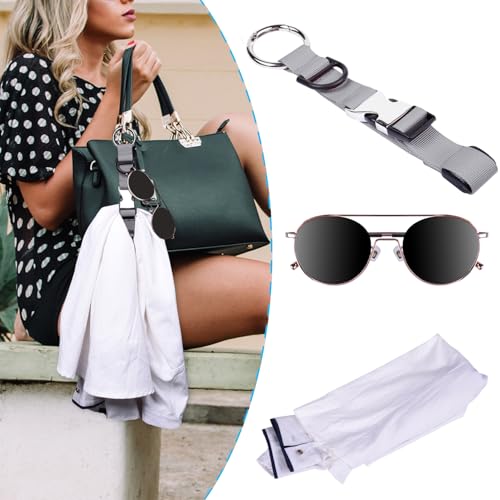 Image of Wisdompro Jacket Gripper Strap, Add a Bag Luggage Straps Baggage Suitcase Belts Travel Accessories with Hook and D-Ring - Make Your Hands Free, Easy to Carry Your Extra Bags - Gray