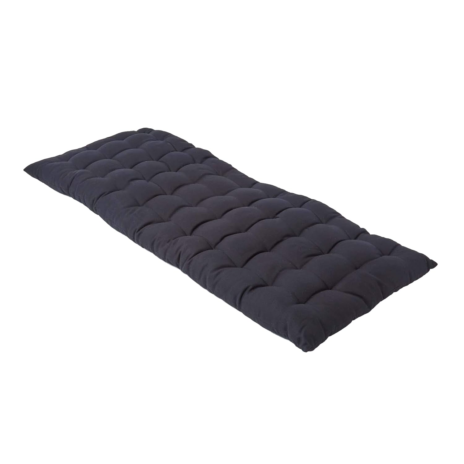 Homescapes Black Garden Bench Cushion 2 Seater Seat Pad For Patio Furniture Kitchen Or Dining Bench Indoor & Outdoor Use Comfortable 100% Cotton Modern Tufted Style Thick Cushion 108Cm Wide