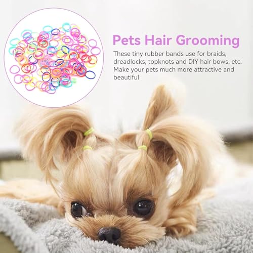CUEMOON Hundehaar Gummibänder, 1000 Stück Mini Haargummis, Mini Elastisch Bunt Haustiergummibänder, Für kleine Hunderassen & Junger Hund Erwachsener Hund