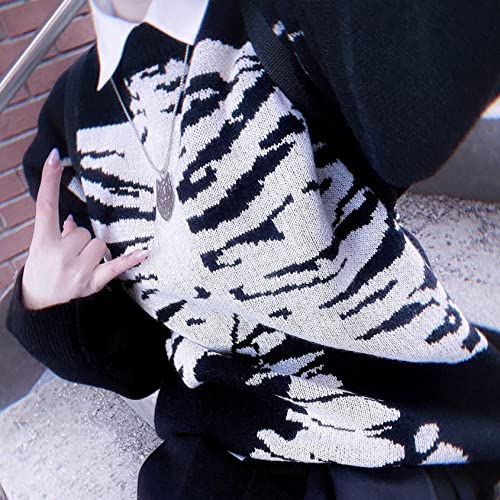 Perbai Men's Vintage Skeleton Ghost Sweater Crewneck Long Sleeve Halloween Oversized Knitted Jumper Top3