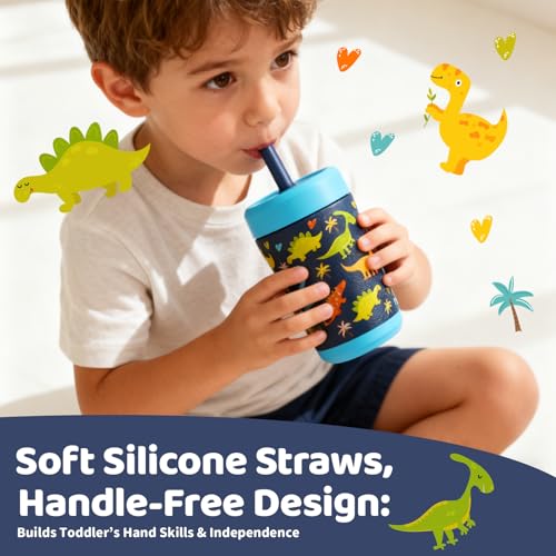 Image of Sursip Toddler Cups Spill Proof with Straw and Lid, 12oz Sippy Cups