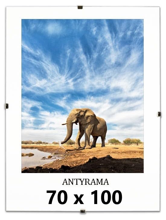 Cliply Rahmenloser Bilderrahmen 70x100 cm Bildhalter Cliprahmen Fotorahmen Kunstglas Plexi für Wohnzimmer Esszimmer Küche Fotos Poster viele Größen Rechteckig mit Clips