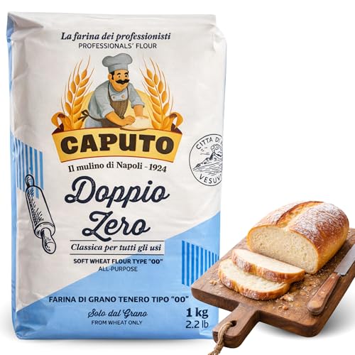 Harina Caputo Doppio Zero Clásica, Origen Italiana, ideal para masas suaves y ligeras, recomendado para panes ligeros y de miga suave y blanca, Tipo Harina 00, Contiene 1 unidad de 1 Kg