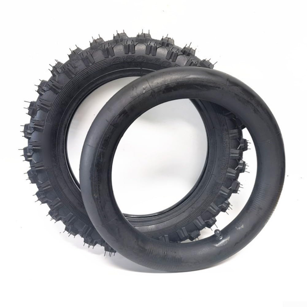 14 Zoll 2.50-10 Motorradreifen Set mit Schlauch, Robuste Nylonkarkasse für Pannenschutz, TR4 Ventil gerade oder gewinkelt,(curved mouth)