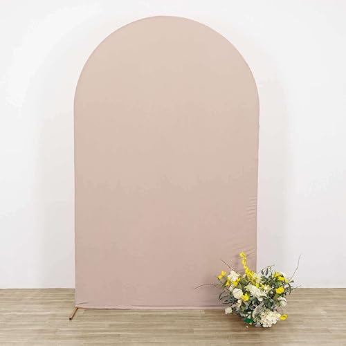 Vista 217 de Efavormart - Marco de fondo redondo de elastano de 7 pies, cubierta de arco de boda de 2 lados Blanco