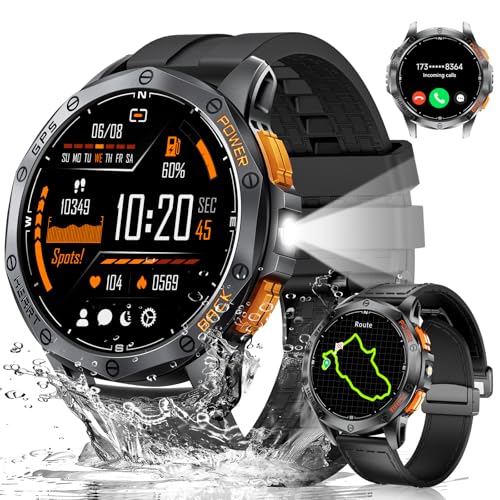 LIGE Reloj inteligente militar GPS para hombre, linterna LED/brúj...
