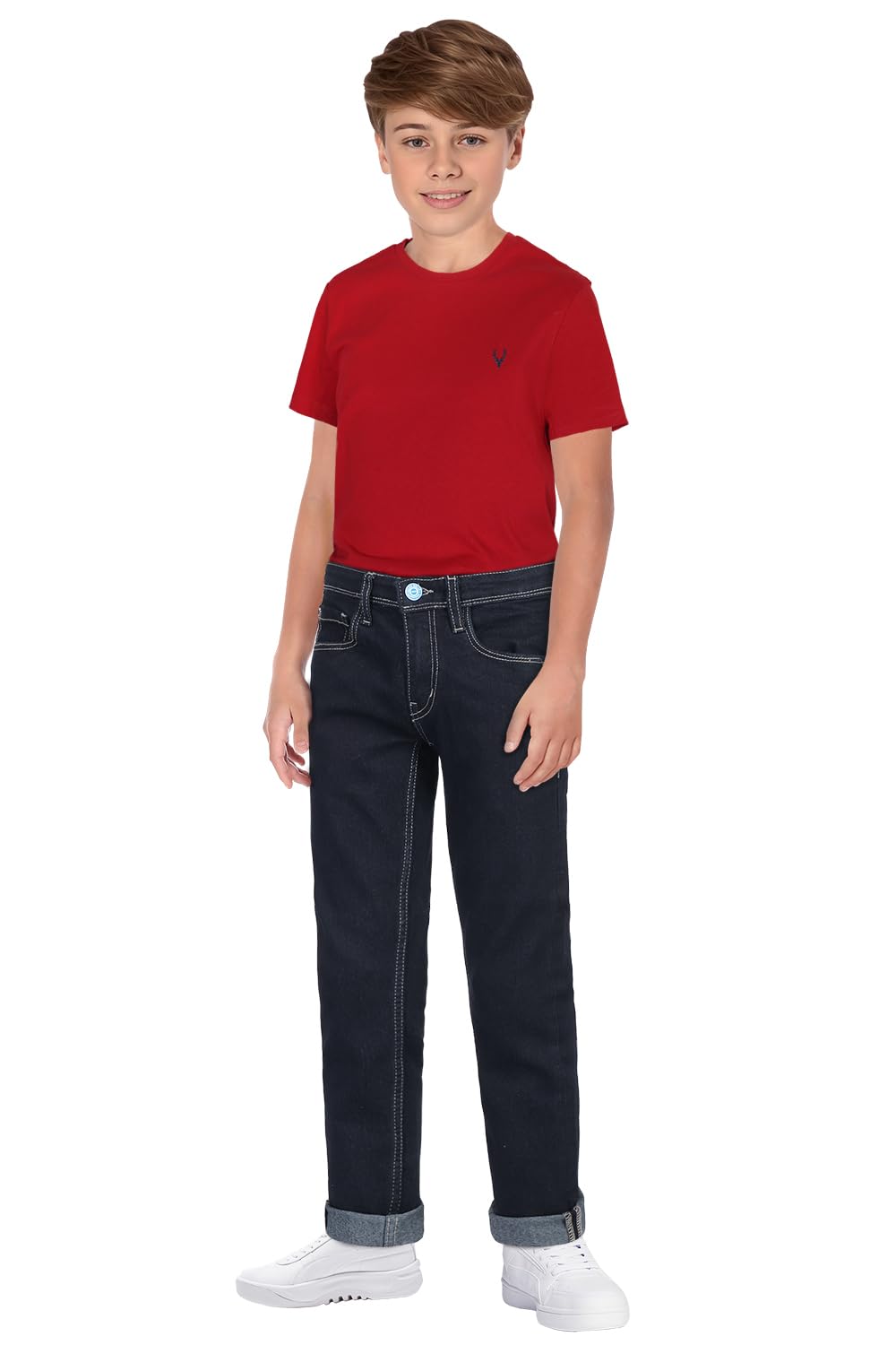 Allen Solly Pantalones de mezclilla para niño, Negro claro, 15-16 años