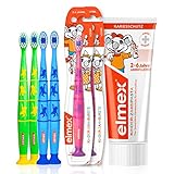 Elmex Kinder Set mit Zahnpasta & 6 Zahnbürsten - besonderer Kariesschutz für Milchzähne, 2-6 Jahre