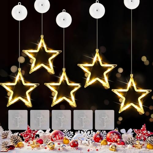 5 Stück LED Sterne Weihnachtsbeleuchtung,Weihnachtsdeko...