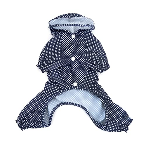 Zunea Waterproof Dog Raincoats with Hood for Small Dogs Puppy Rain Coat with Harness Hole Adjustable Rain Jacket Slicker Poncho with Legs Polka Dot Lightweight Pet Raining Jumpsuit Blue M - Image 4