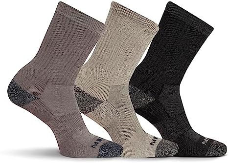 Merrell womens Cushioned Performance Hiker Casual Sock, Charcoal Black (Crew), 9 11 US