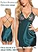 Avidlove Women Lingerie V Neck Nightwear Sexy Satin Sleepwear Lace Chemise Mini Teddy Small, Dark Green