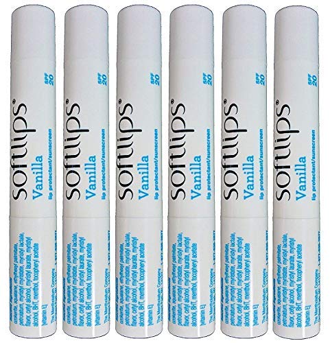 SoftLips Vanilla Lip Protectant SPF 20! Lip Balm Moisturizer and Conditioner! (6 Pack)