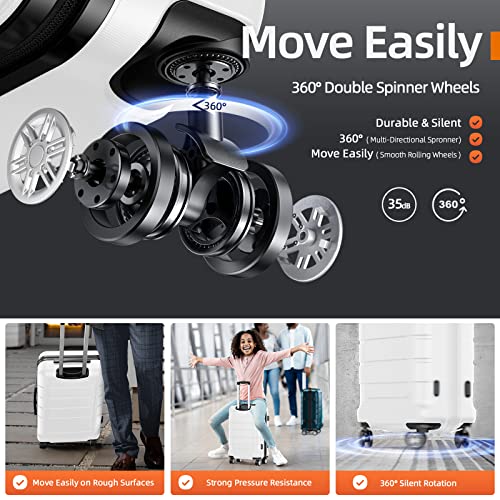 Showkoo Luggage Sets Expandable Pc+Abs Durable Suitcase Sets Double Wheels Tsa Lock White 3Pcs #TOP2