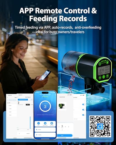 Image of WiFi Automatic Fish Feeder for Aquarium: App-Controlled Auto Feeders for Tank Turtle Pond Betta with Water Temperature Monitoring & Alarm, Timed Auto-Feeding for Flake Pellet Vacation Weekend