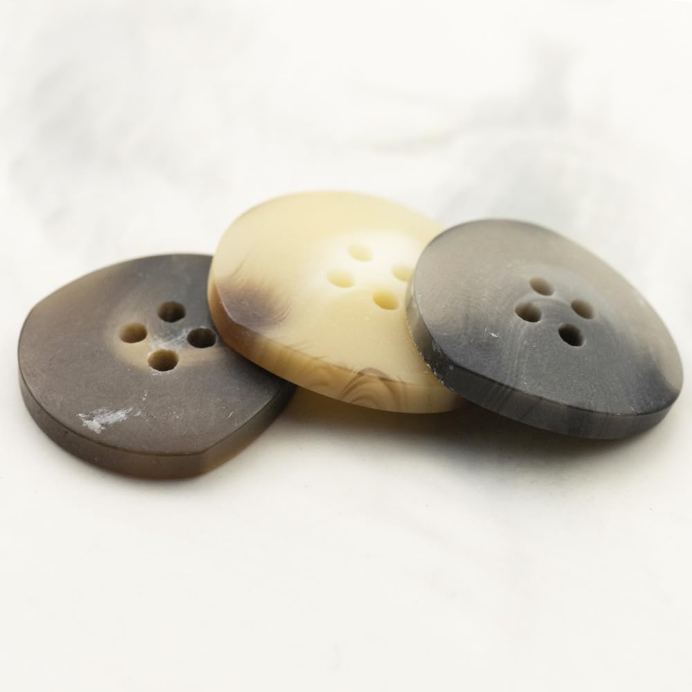 DIY -Knöpfe, 10PCS 15-30MM Unregelmäßige Schwarz Grau 4 Löcher Anzug Knöpfe Harz Nähen Knöpfe for Kleidung Mantel Handwerk Knöpfe Große Runde Knöpfe Flache(Chocolate Color,40L=25.0MM)