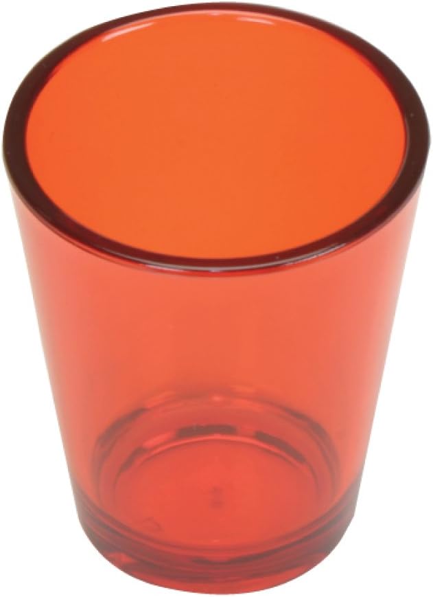 Thirsty Rhino Revel, Thick Hard Plastic Polycarbonate 1.5 oz Shot Glass, Round, Red, Set of 4