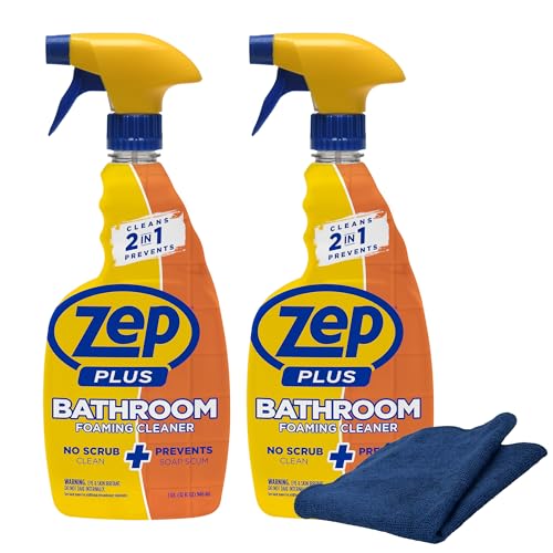 Zep Plus Bathroom Foaming Cleaner 32 oz (2 Units) & Blue Rag - ECBD021