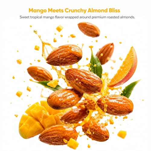 Image of DRIYOZ Sunkissed Mango Almonds 250g | Premium Crunchy Badam Coated with Sweet Mango Flavour Granules | Tropical Fruity Nut Snack for Gifting, Parties & Everyday Snacking