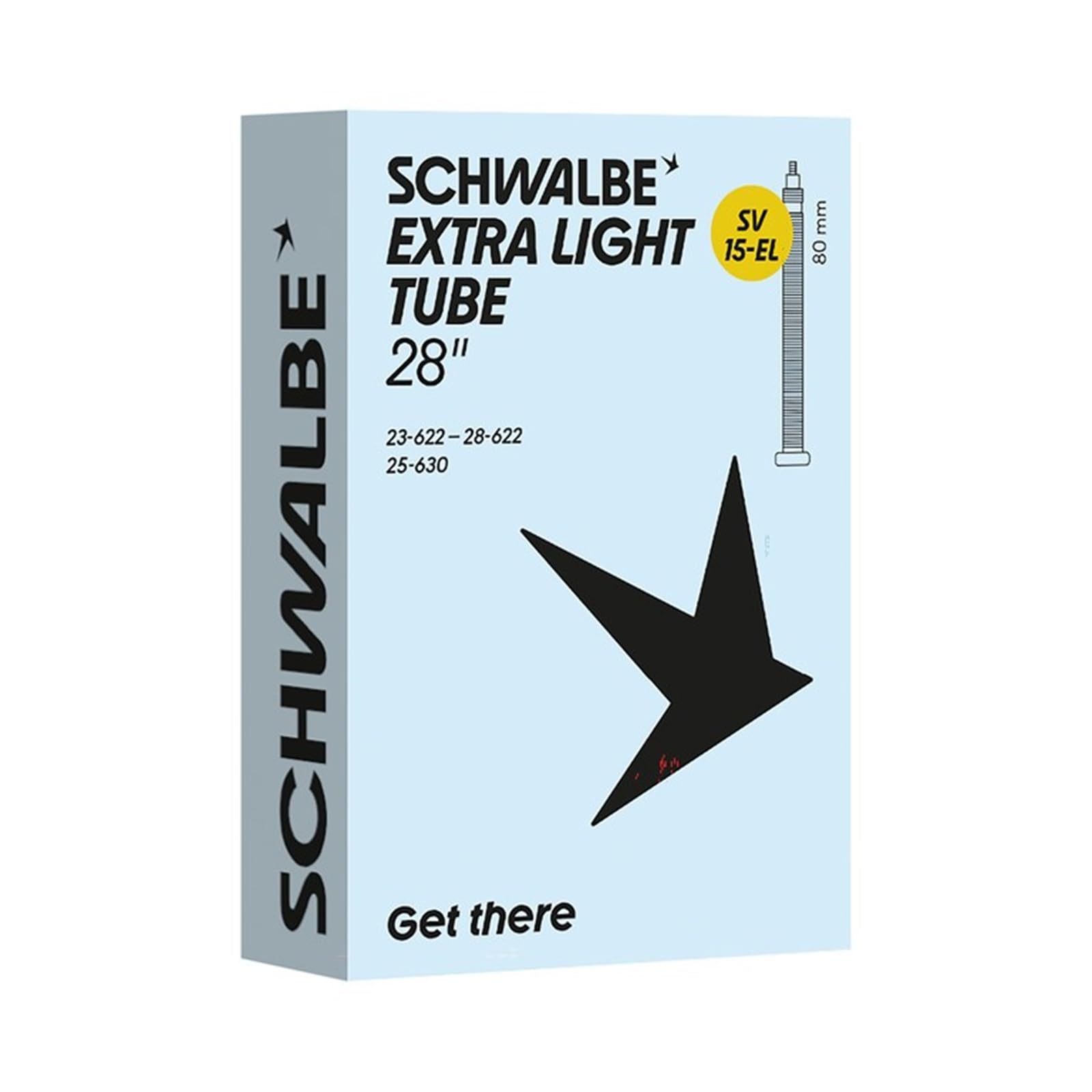 Schwalbe SV15-EL Extra Light Bicycle Inner Tube 23/28-622/630 IB Black 80 mm