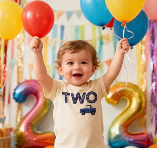 Image of Toddler Boys Girls 2nd Birthday Shirt Outfit for Kids Two Years Old Birthday Gift for Party Short Sleeve Tshirt