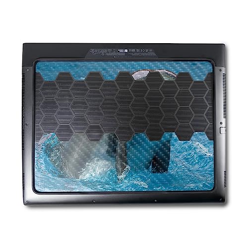 Image of MightySkins Carbon Fiber Skin Compatible with Alienware M18 R1 (2023) Full Wrap Kit - Dolphin Greeting | Protective, Durable Textured Carbon Fiber Finish | Easy to Apply | Made in The USA