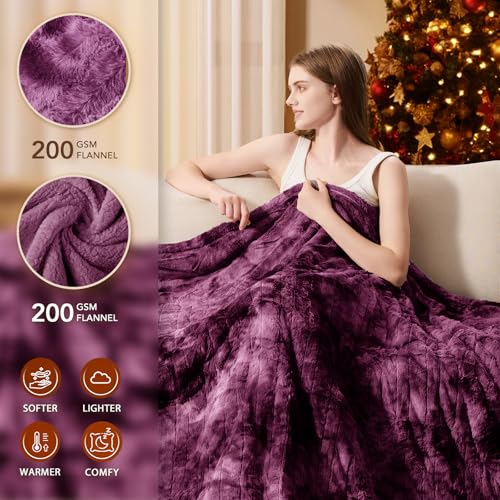 Image of Homemate Electric Heated Blanket Full Size - 72 inchx84 inch Heating Blanket Full Size 1 /2 /4 /6 /8 Hours Auto-Off 10 Heat Level Over-Heat Protection Luxury Faux Fur Sherpa ETL Certification