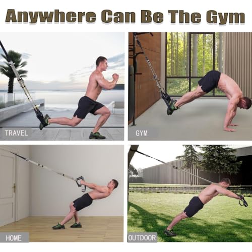 Image of Bodyweight Resistance Training Straps, Home Gym Fitness Trainer kit | Multi-Color Selection, Full-Body Workout with Main Exercise Straps, Door Anchor,Extension Strap, Carrying Bag, Fitness Guide
