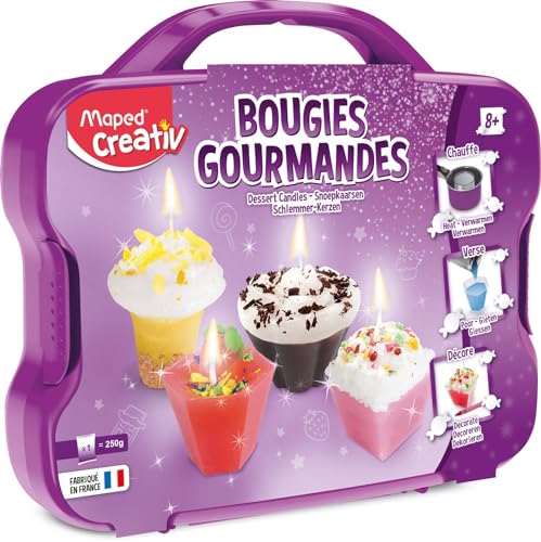 Maped Creativ - Mallette Bougies Gourmandes Loisirs Créatifs pour Enfants dès 8 ans - Activité Manuelle Fabrique des Bougies de Cire Desserts Cupcake, Gâteaux et...