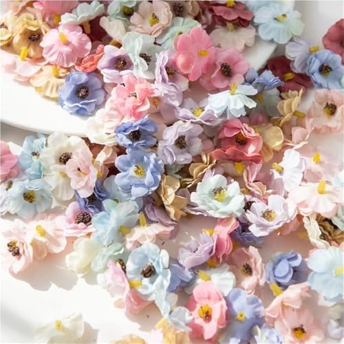 100 piezas flores artificiales Jazmín de seda 3cm miniatura 4