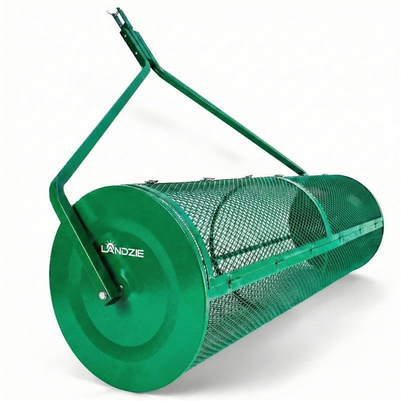 Image of Compost Spreader 60 Inch Tow Behind, Peat Moss Roller - Landzie