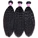UNice Hair 10A Yaki Kinky Straight Human Hair 3 Bundles, 100% Unprocessed Mongolian Virgin Human Hair Weave Extensions Natural Color (16 18 20inch)