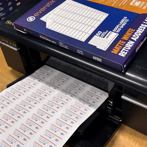 Image of 1 inch x 2-5 /8 inch, 25 Sheets, 750 Mailing Address Labels, White Sticker Labels for Laser & Inkjet Printers, Permanent Adhesive
