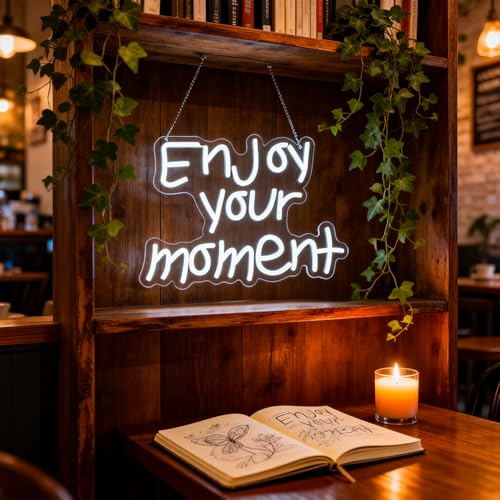 Image of Enjoy Your Moment Neon Sign Led Neon Lights Signs for Wall Decor USB Powered Led for Room Decoration Home Game Room Bar Party Decor