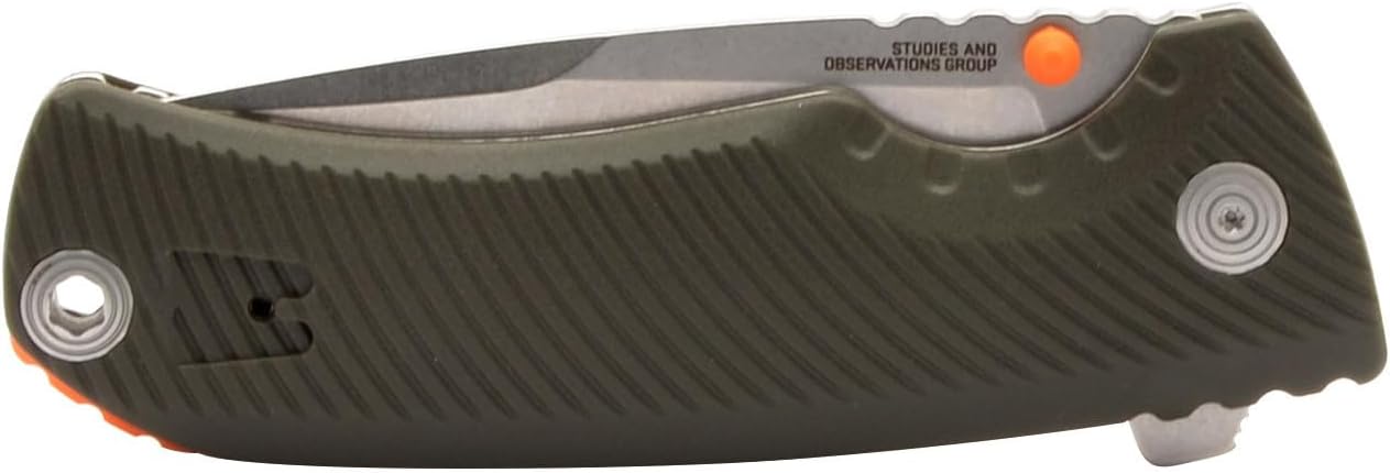 SOG Tellus FLK Daily Outdoor Full-Sized Frame Lock Folding Knives | GRN Handle | CRYO 440C Stainless Steel Blade | Reversible Pocket Clip