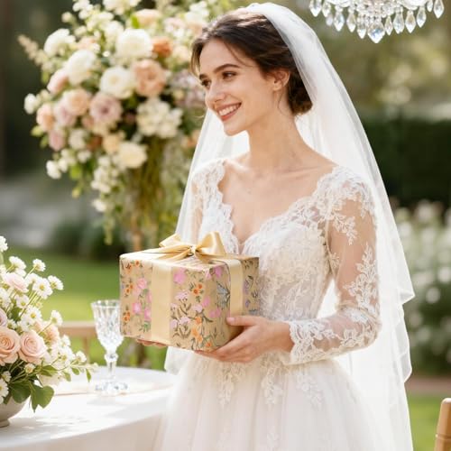 WERNNSAI Blumen Geschenkpapier – 1 Rolle Blume Geschenk Papier Geburtstage Deko Mädchen Kinder Kraft Blumen Geschenkverpackung Geburtstagsparty Frühling Dekoration 43 cm x 10 m