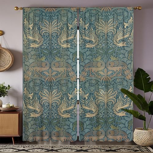 TOLTUQE William Morris Tapestry Style Curtains, Vintage Gothic Drapes with