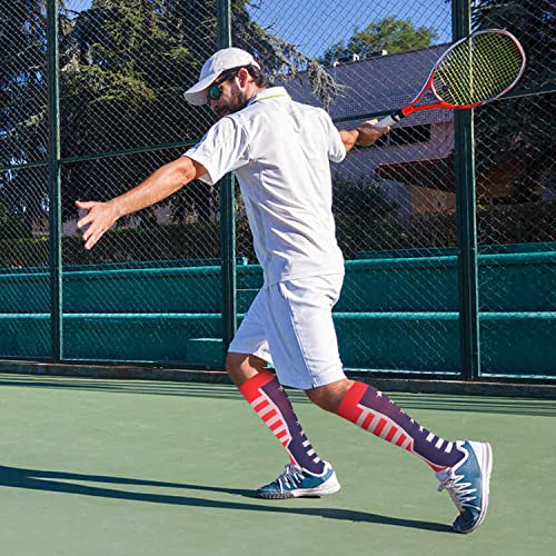 Junely American Flag Compression Socks Patriotic Knee High Socks for 4th of July Running Athletic Nurses Pregnant Women Work Support Travel Flight Sports Gifts Red White Blue2