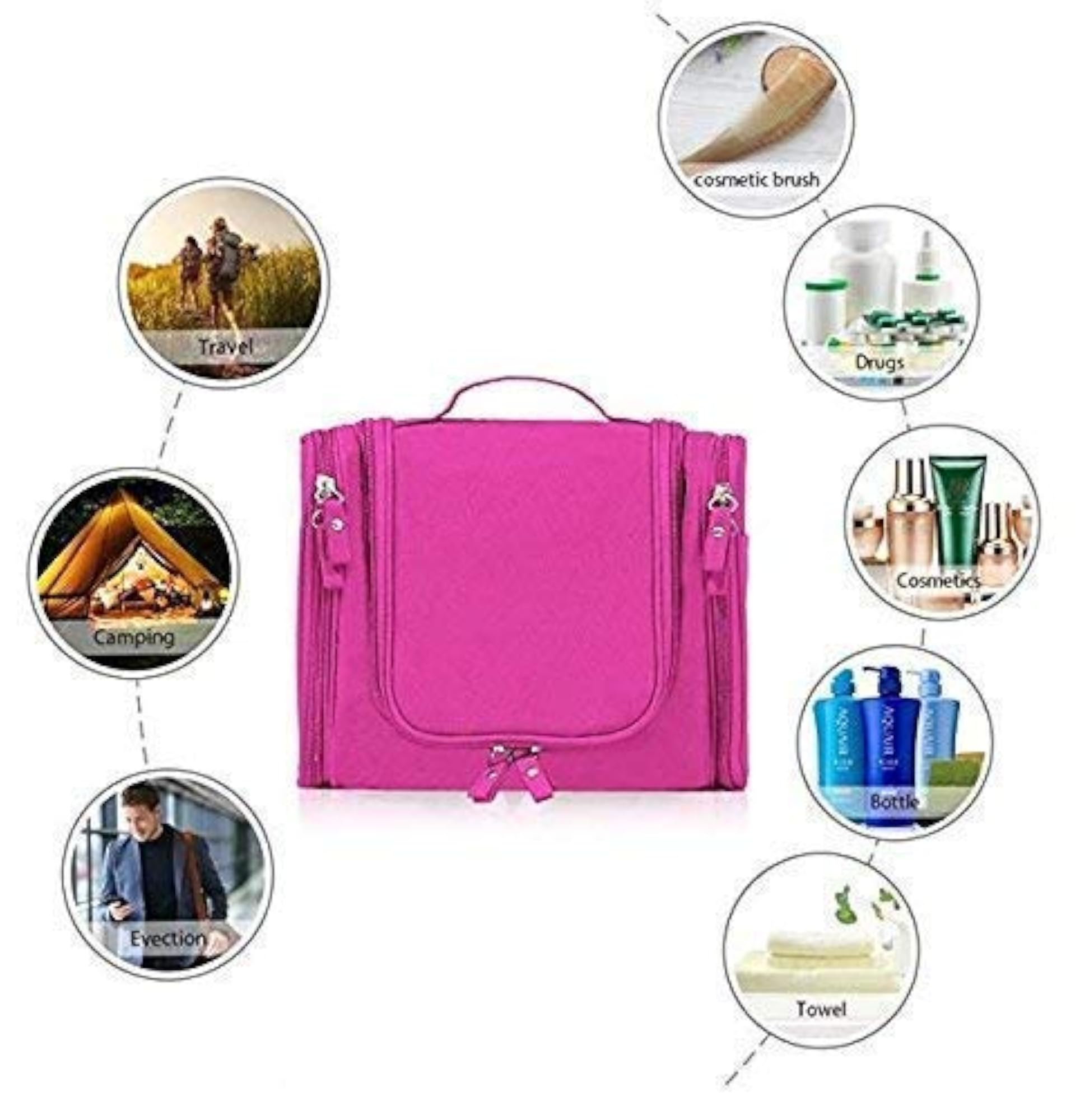 Hanging Hook Toiletry Bag, Portable Storage for Travel Accessories