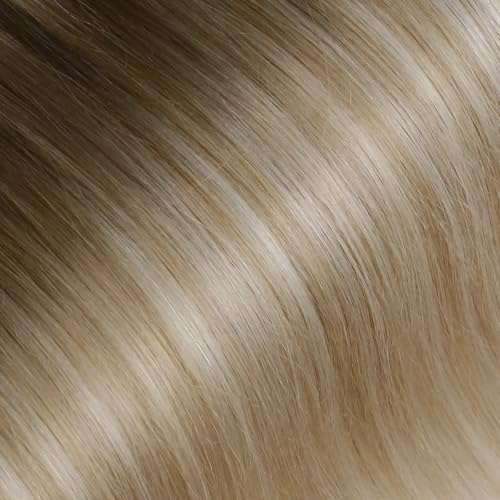 Image of LaaVoo Tape Weft Hair Extensions Balayage Blonde Tape in Weft Human Hair Extensions Light Brown to Blonde with Platinum Blonde Genius Tape in Extensions Seamless 22inch 50G