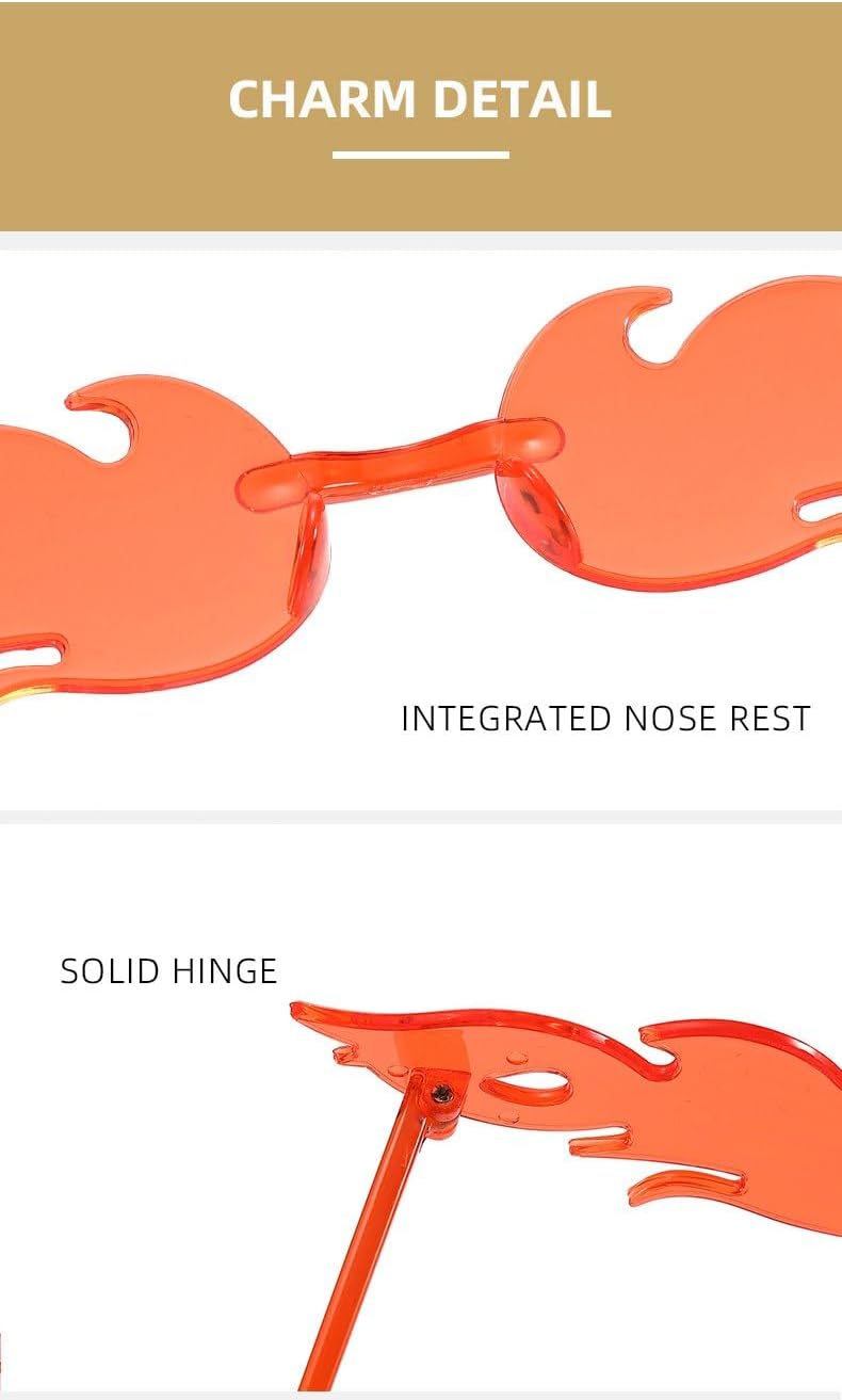 12 Pcs Flame Sunglasses Rimless Halloween Fire Flame Glasses Cosplay Party Novelty Decor Eyewear For Women Men - Image 6