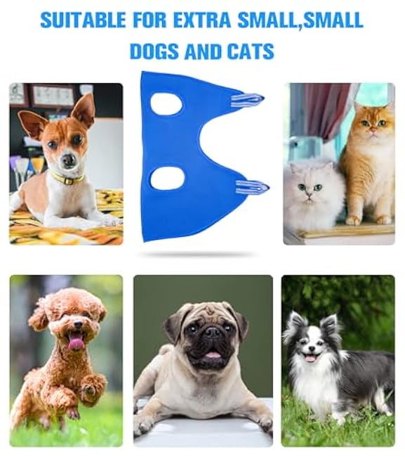 10 in 1 Dog Grooming Hammock Harness with Nail Clippers, Nail Trimming Hammock for Pet, Grooming Sling Hanger Holder Restaint for Nail Trimming/Clipping (XXS/Under 10lb Blue)-FfHlRVSn