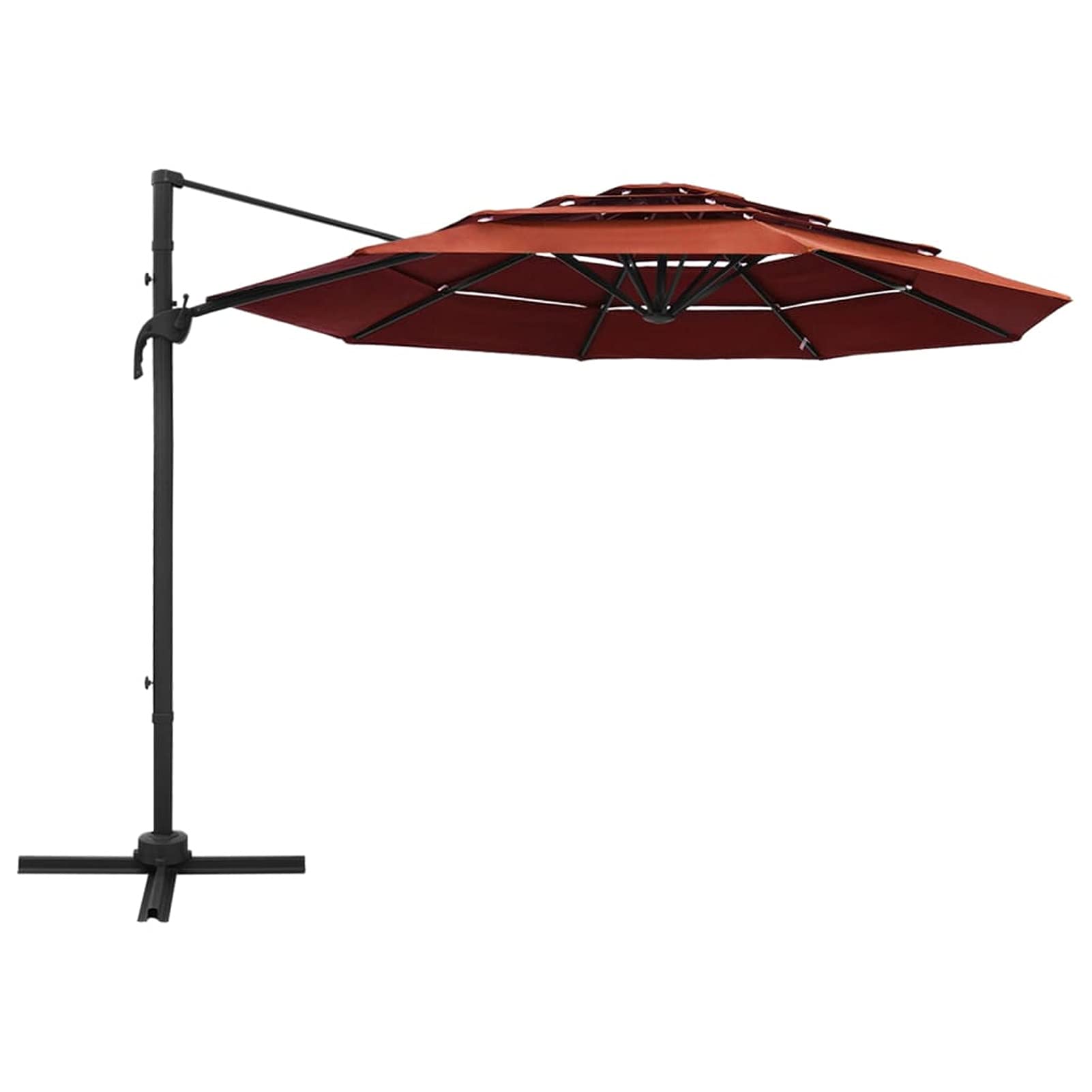 Parasol przeciwsłoneczny z aluminiowym masztem, 4-warstwowy, terakota, 3 x 3 m, parasol ogrodowy, balkonowy, ochrona przed słońcem